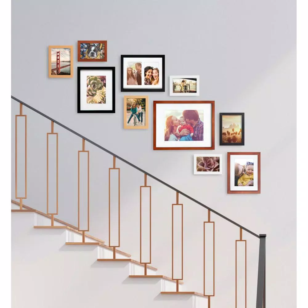 Kate and Laurel Mid-Century Modern Gallery Wall Frame Set, 10-Piece Multi-Color Assortment