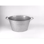 Artland Masonware 8 Qt. Galvanized Steel Oval Party Tub with Riveted Handles thumbnail 3