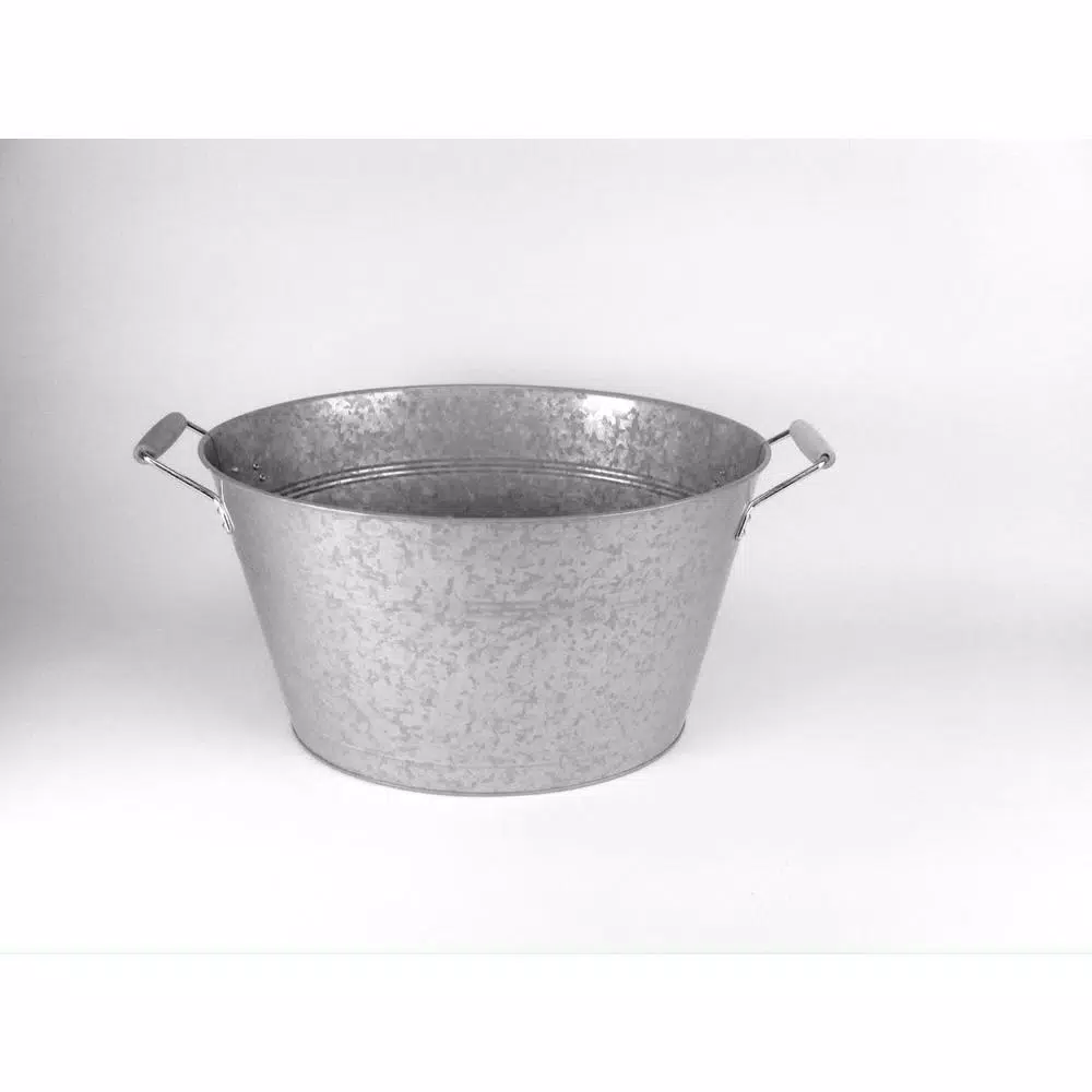 Artland Masonware 8 Qt. Galvanized Steel Oval Party Tub with Riveted Handles
