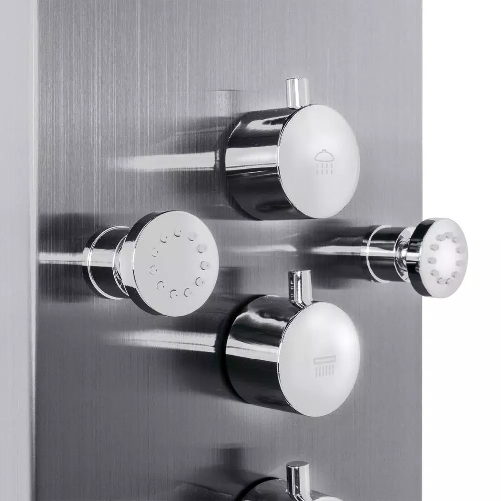 AKDY 65 in. 8-Jet Shower Panel System, Space Gray Brushed Stainless Steel with Rainfall, Waterfall & Wand