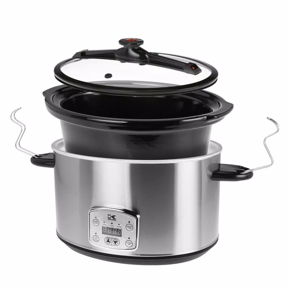 KALORIK 8 Qt. Stainless Steel Digital Slow Cooker with Ceramic Crock and Locking Lid