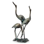 Unbranded Crane Family Statue - Bronze Recycled Metal Transitional Sculpture thumbnail 2