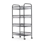 Mind Reader 4-Shelf Rolling Black Metal Mesh Storage Cart thumbnail 1