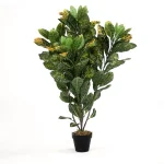 Zentique Faux Green and Yellow Tipped Leafed Potted House Plant, 34.5 in. thumbnail 2