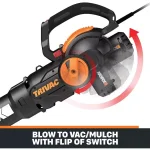 Worx TRIVAC 2.0 3-in-1 Electric Blower, Vacuum, and Mulcher, 12-Amp, 70 MPH, 620 CFM thumbnail 2