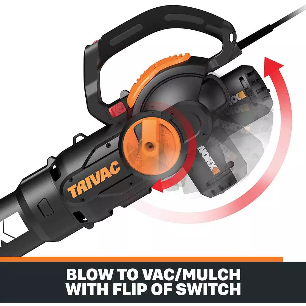 Worx TRIVAC 2.0 3-in-1 Electric Blower, Vacuum, and Mulcher, 12-Amp, 70 MPH, 620 CFM