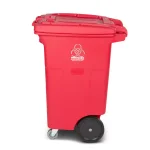 Toter 64 Gal. Red Hazardous Medical Waste Trash Can with Locking Lid and Wheels thumbnail 3