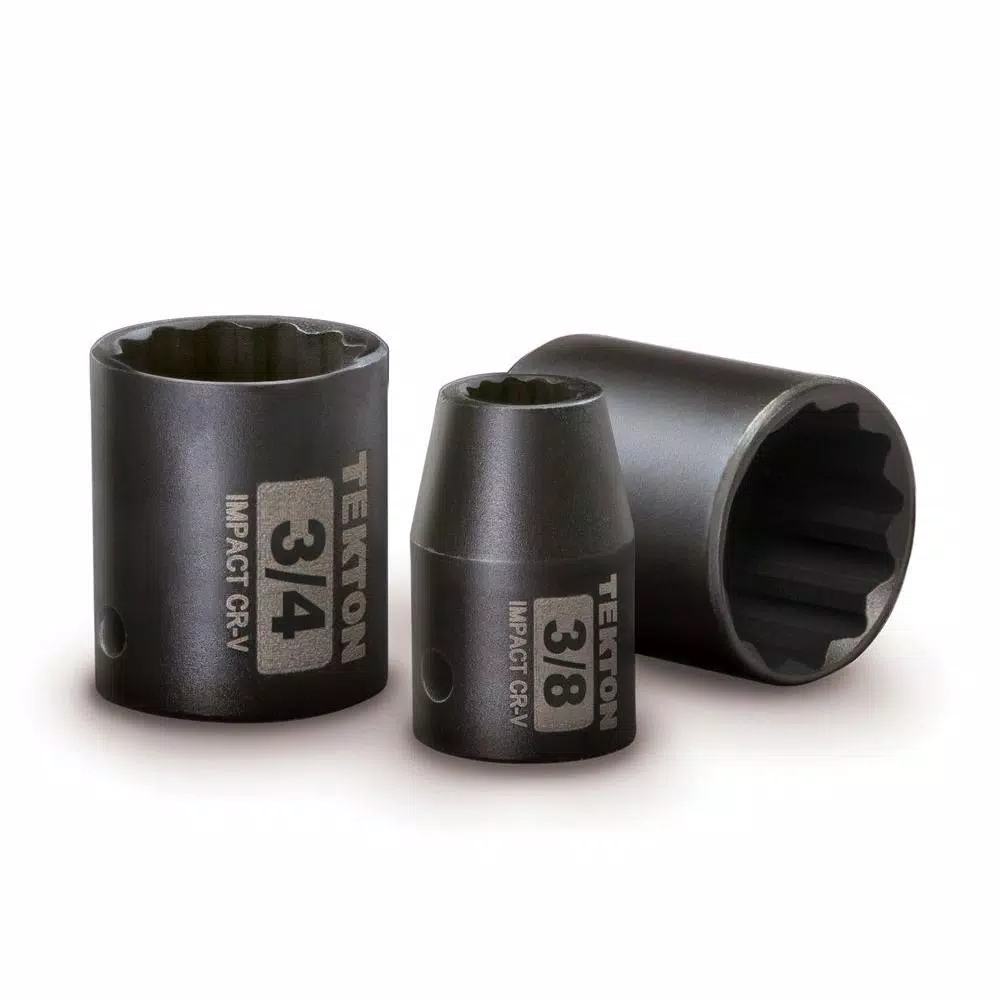 TEKTON 3/8 in. Drive 12-Point Shallow Impact Socket Set, 5/16 to 1 in.
