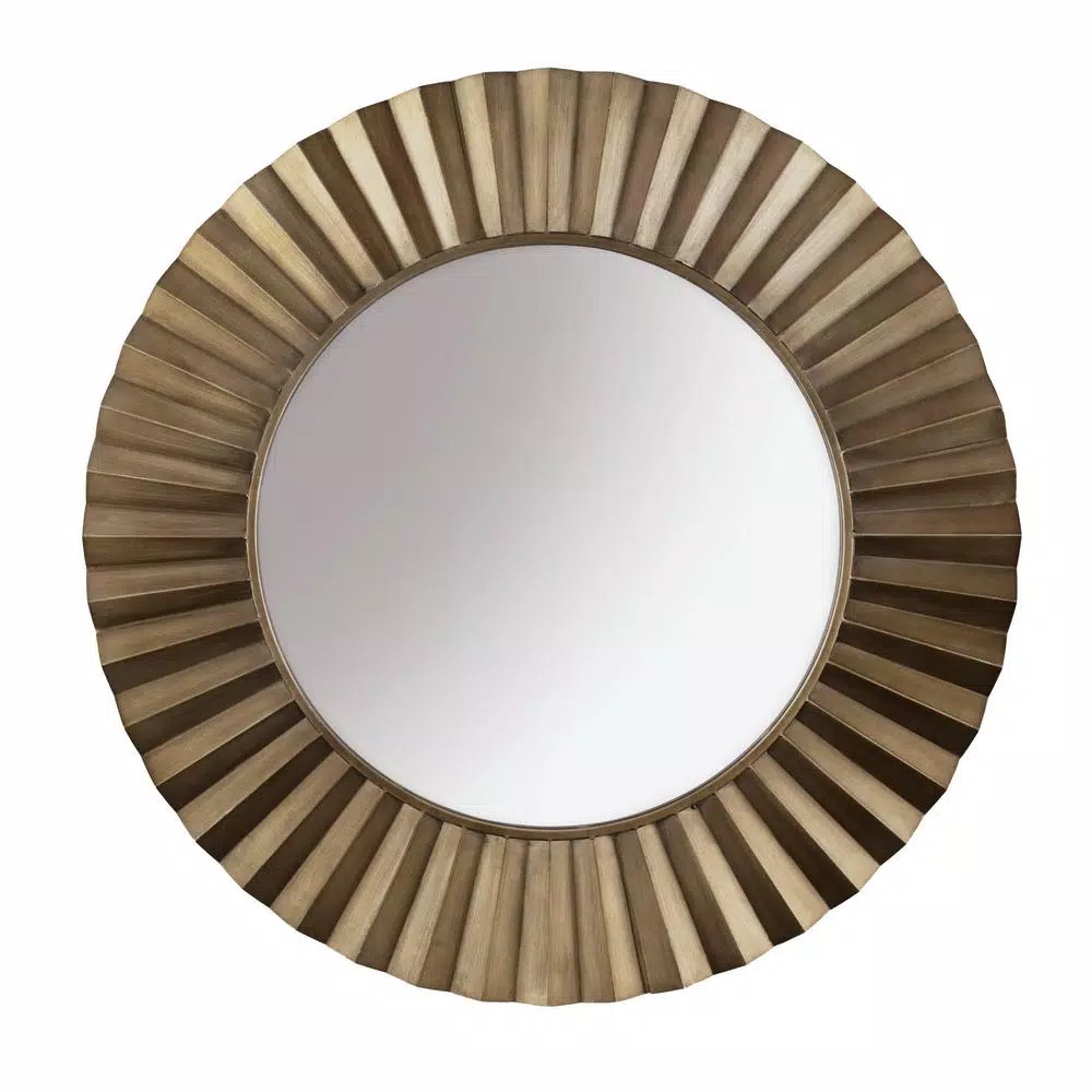 Household Essentials 37" Bronze Sunburst Round Wall Mirror - Contemporary Glam Accent Mirror