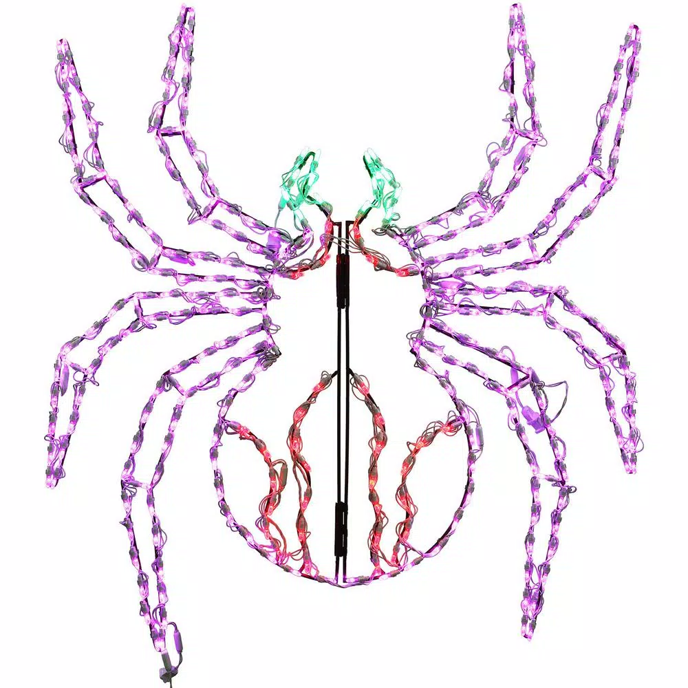Haunted Hill Farm 48 in. x 40 in. Creepy Crawling Spider LED Halloween Window Light