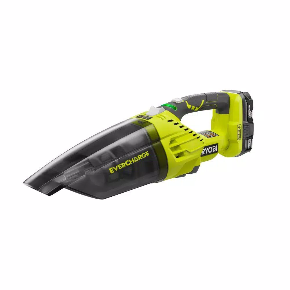 RYOBI 18V ONE+ EVERCHARGE Cordless Hand Vacuum Kit with 1.3 Ah Battery and Wall Charger