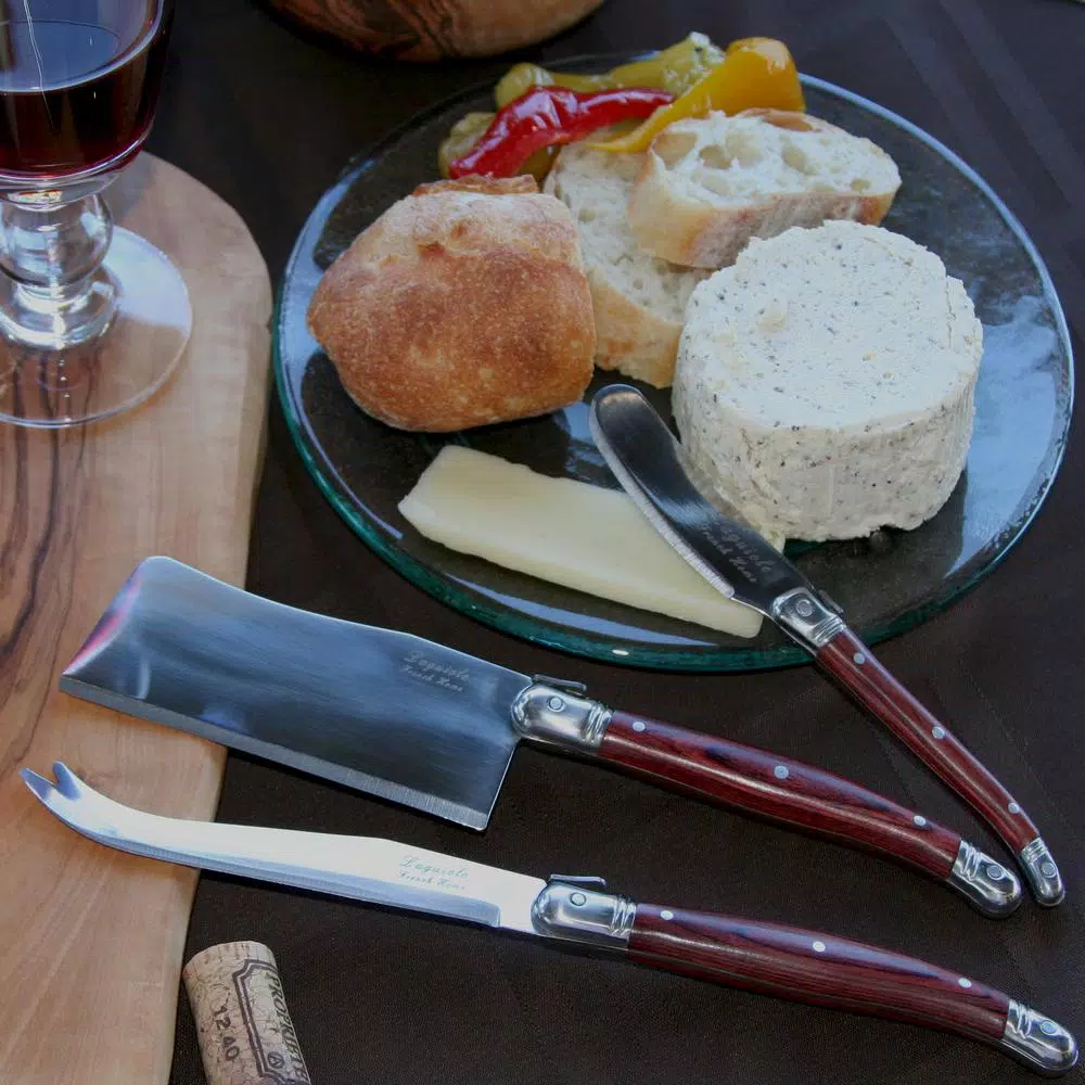 Unbranded Laguiole 3-Piece Pakkawood Cheese Knife Set with Stainless Steel Blades
