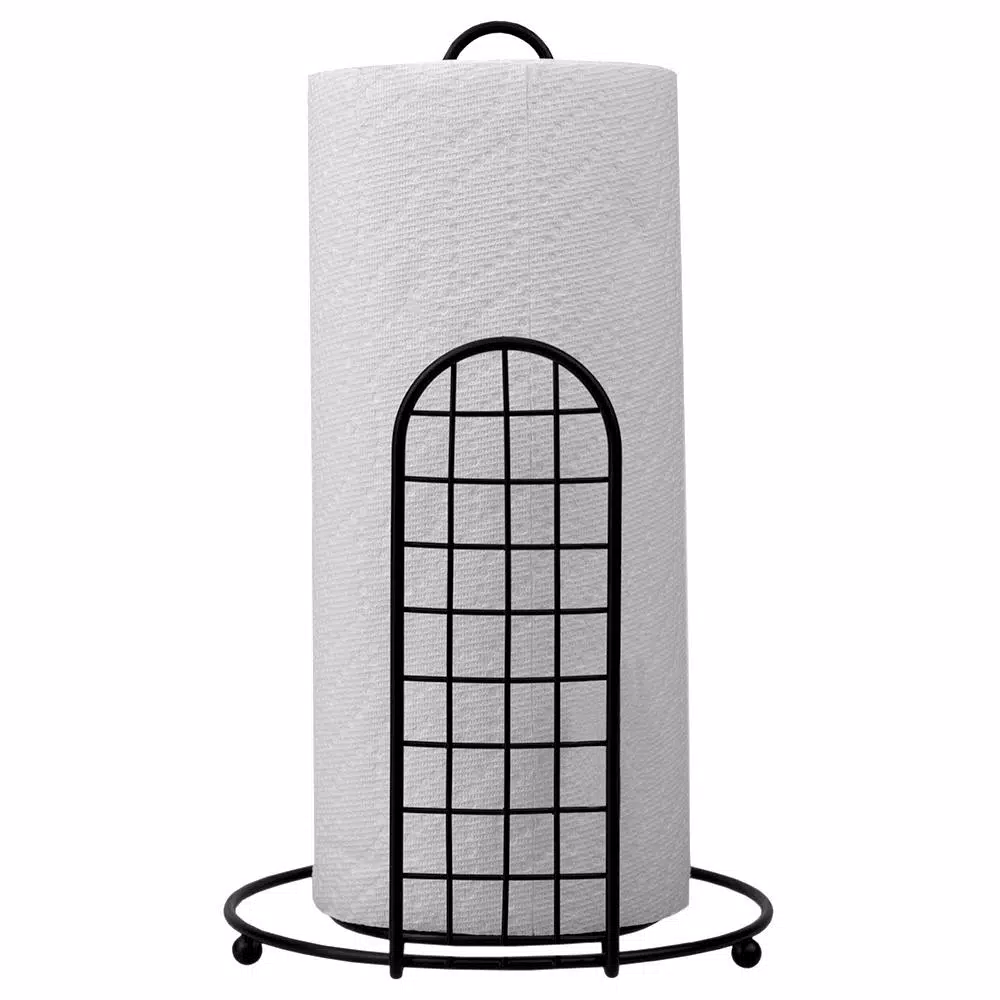 Unbranded Grid Collection Black Steel Free Standing Paper Towel Holder