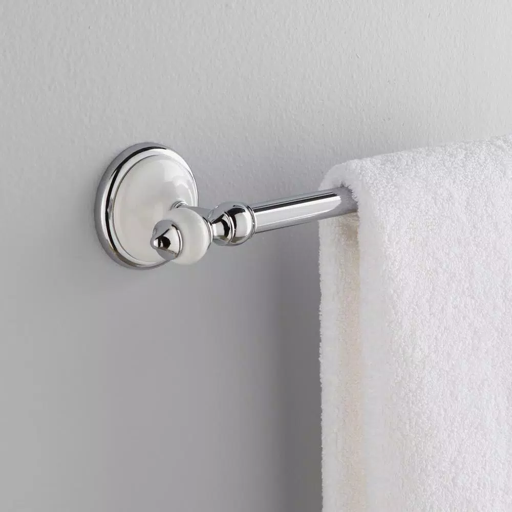 Delta Alexandria 24 in. Towel Bar, Chrome and White, Rustic Farmhouse Style