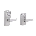 Schlage Elan Satin Chrome Electronic Keypad Door Lever with Plymouth Trim thumbnail 1