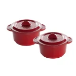 Nordic Ware Pro Cast Traditions 12 oz. Mini Cocottes Set of 2, Cranberry Red Cast Aluminum thumbnail 1