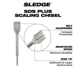 Milwaukee SDS-Plus SLEDGE 1-1/2 in. x 10 in. Scaling Chisel, Carbide Tip thumbnail 3