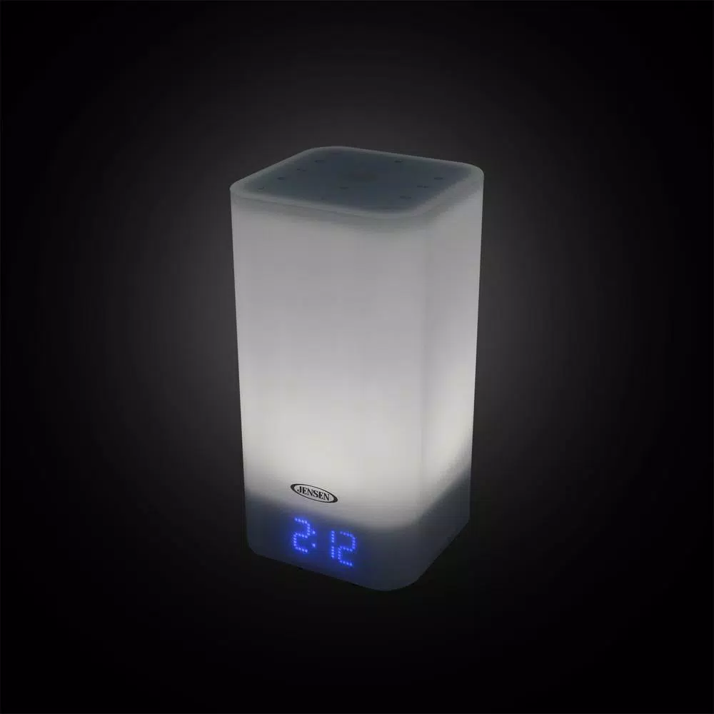 JENSEN JCR-370 Digital FM Radio Alarm Clock with Color Changing Mood Lamp and USB Charging Port