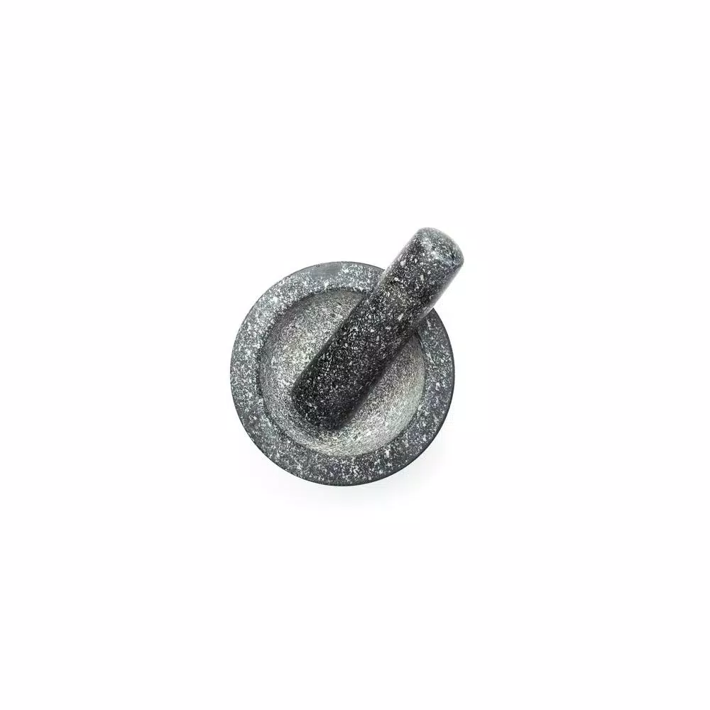 Fox Run 5.5 in. Granite Mortar and Pestle Set, Gray Stone Kitchen Accessory