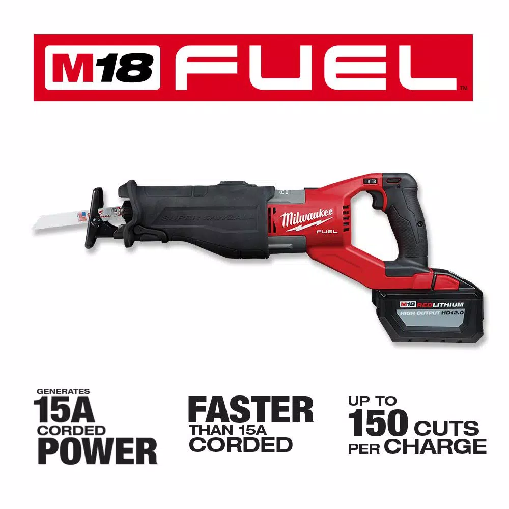 Milwaukee M18 FUEL SUPER SAWZALL Orbital Reciprocating Saw Kit with 12.0 Ah Battery