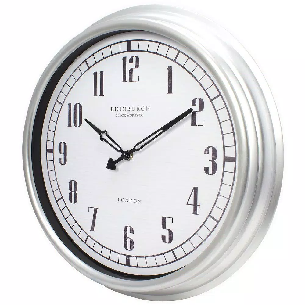 Equity by La Crosse 16 in. Silver Quartz Indoor/Outdoor Wall Clock with UV Protected Dial