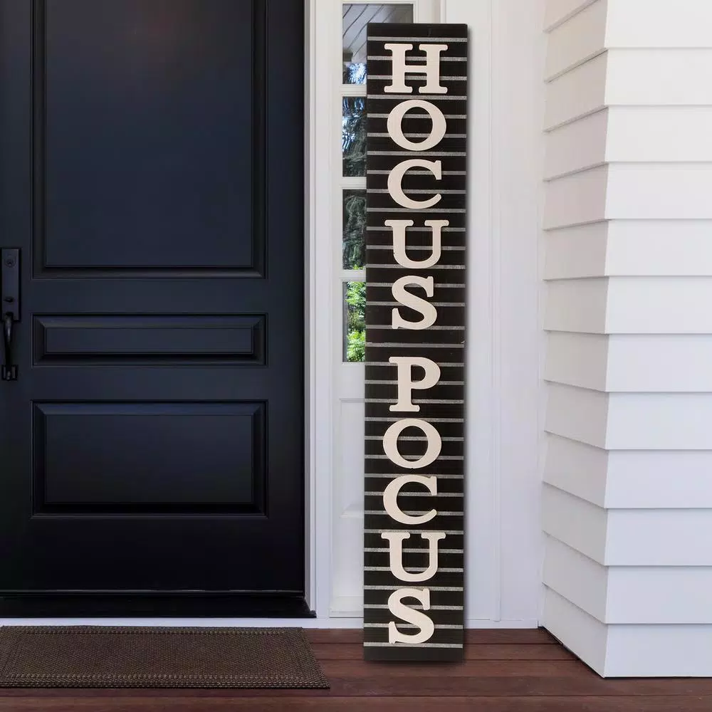 Glitzhome 60 in. Hocus Pocus Halloween Wooden Standing Porch Sign and Hanging Decor