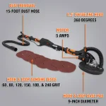 WEN 5 Amp Corded Variable Speed Drywall Sander with 15 ft. Dust Hose thumbnail 2