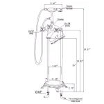 AKDY 3-Handle Freestanding Claw Foot Tub Filler with Telephone Hand Shower, Chrome thumbnail 8