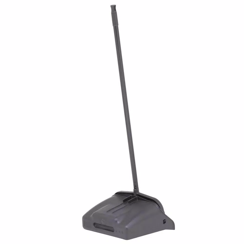Continental 12 in. Upright Lobby Dust Pan with Vinyl-Coated Steel Handle, Black