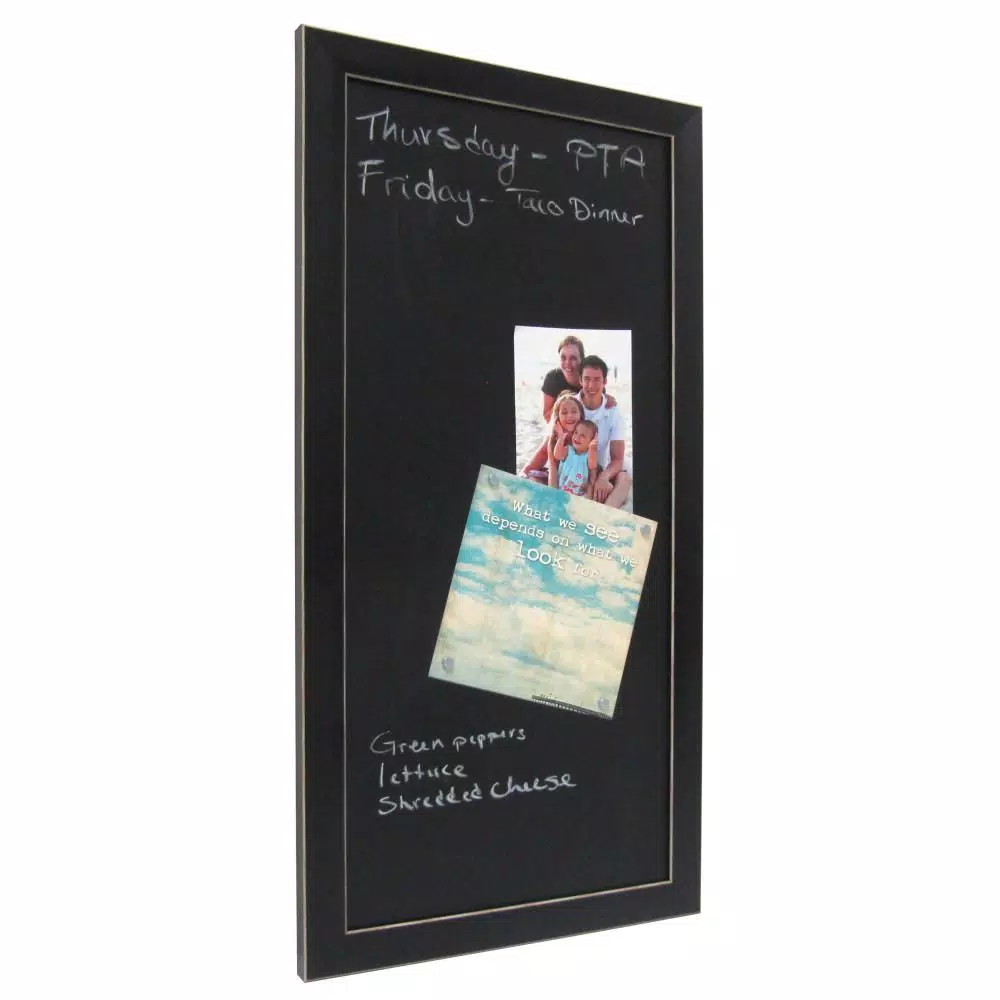 DesignOvation Wyeth Framed Magnetic Chalkboard Memo Board, 13 x 26 in.