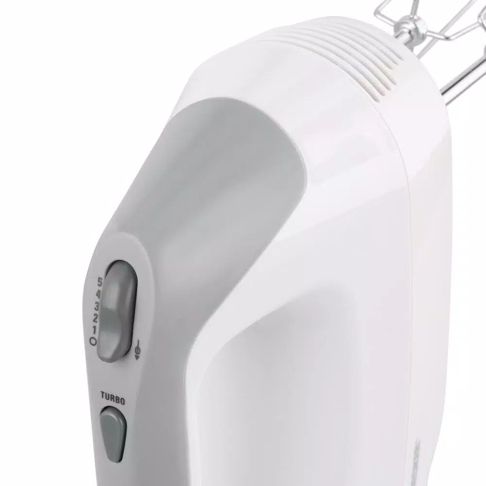 BLACK+DECKER 5-Speed White Handheld Electric Mixer with Power Boost, 175W