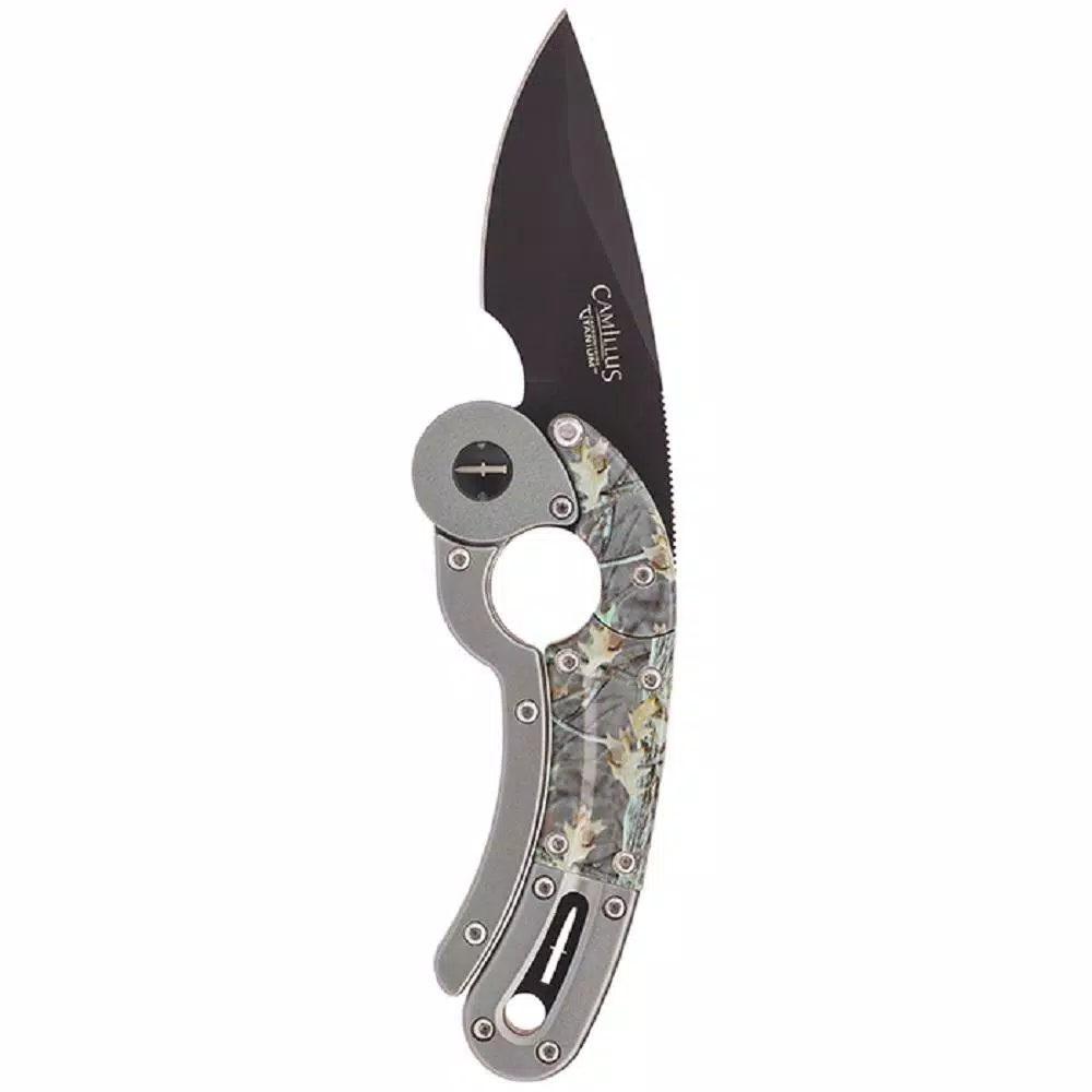 Camillus Dominator 2.25 in. Stainless Steel Drop Point Fixed Blade Knife with Aluminum Handle and Sheath
