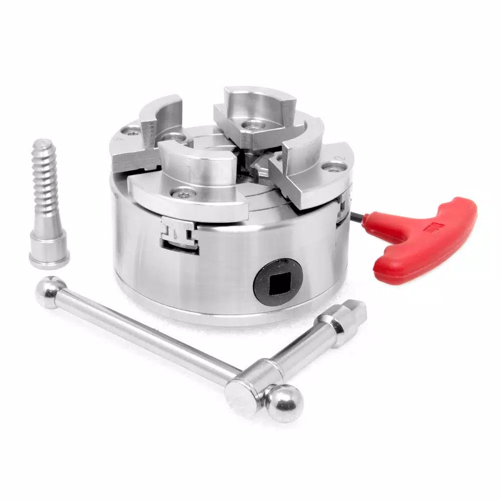 WEN 3.75 in. 4-Jaw Self-Centering Keyed Scroll Chuck with 1 in. x 8TPI Thread