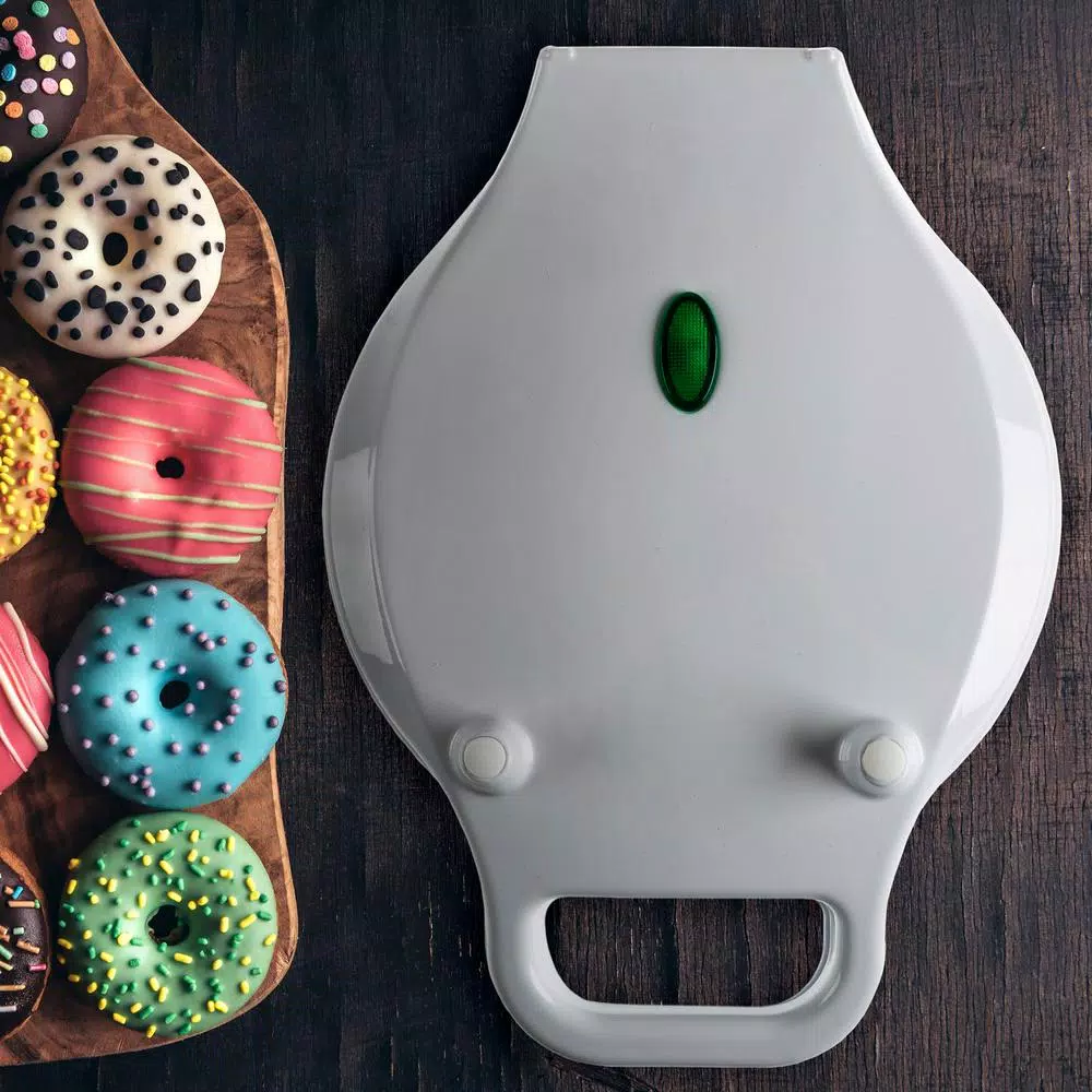 Chef Buddy 750W Mini Donut Maker, Nonstick Electric Dessert Specialty Appliance, White