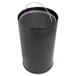 Genuine Joe 12 Gal. Black and Chrome Round Top Steel Trash Can with Push-to-Open Spring Door thumbnail 3