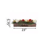 Flora Bunda 23 in. Wood Believe Ledge Candle Holder with Pinecones and Berries thumbnail 2