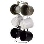Unbranded Graph 6-Piece Multi-Color Geometric Mug Set with Chrome Plated Stand thumbnail 3