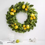 Glitzhome 22 in. Artificial Greenery Lemon Wreath - Faux Lemon Foliage Decor thumbnail 6