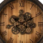 Glitzhome 27.76 in. Vintage Industrial Oversized Wall Clock with Moving Gears and Roman Numerals thumbnail 3
