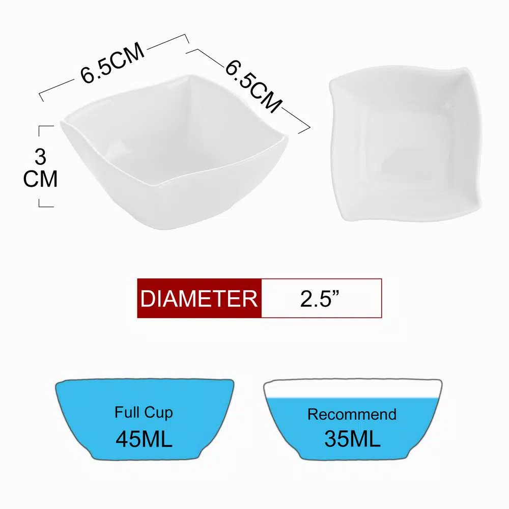 MALACASA 2.5-Inch White Porcelain Ramekins Set of 16, Ceramic Souffle Dishes and Serving Bowls