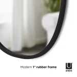 Umbra Hub Oval Modern Black Mirror with Rubber Rim, 36 in. x 24 in. thumbnail 7