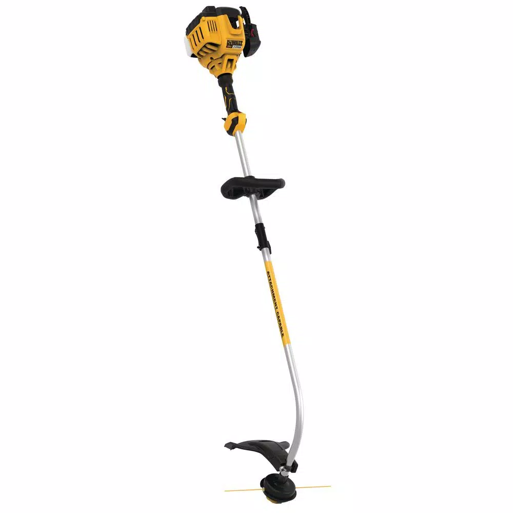 DEWALT 27cc 2-Cycle Gas Curved Shaft String Trimmer with Attachment Capability