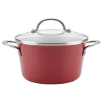 Ayesha Curry Ayesha Home Collection 4.5 Qt. Porcelain Enamel Nonstick Covered Saucepot - Sienna Red thumbnail 1