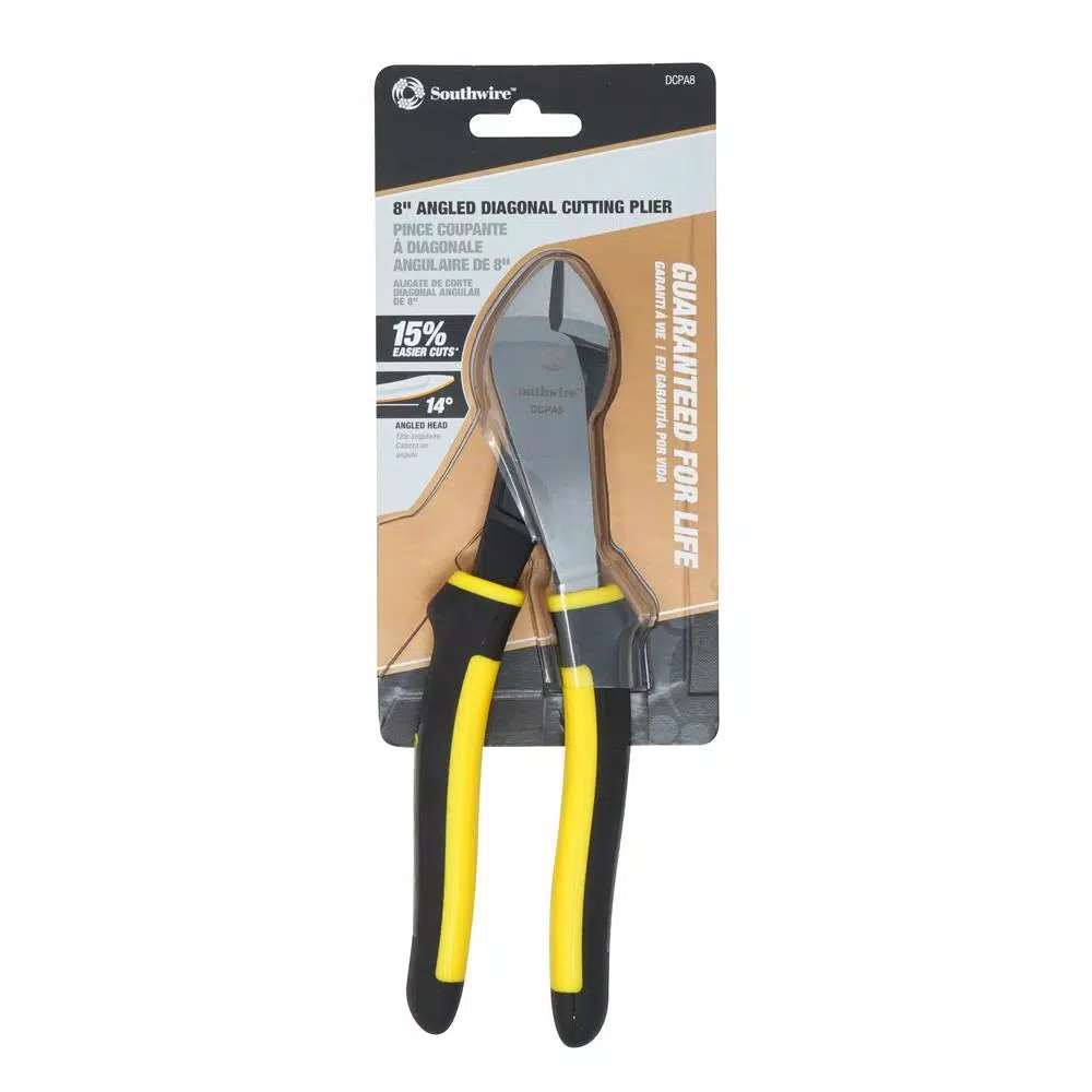 Southwire 8 in. High-Leverage Angled Head Diagonal Cutting Pliers, Drop Forged Steel