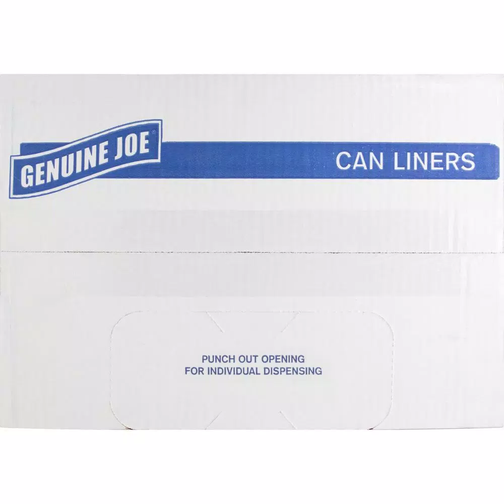Genuine Joe 33 Gallon 2-Ply Black Trash Bag Liners, 0.65 Mil Low-Density Polyethylene, 250 Count