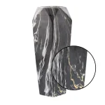 LITTON LANE Modern Reflections 14 in. Black and White Marble Patterned Ceramic Geometric Vase thumbnail 3