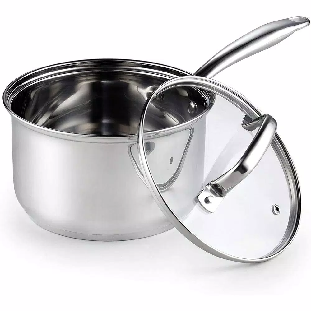 Cook N Home 3 qt. Stainless Steel Saucepan with Tempered Glass Lid