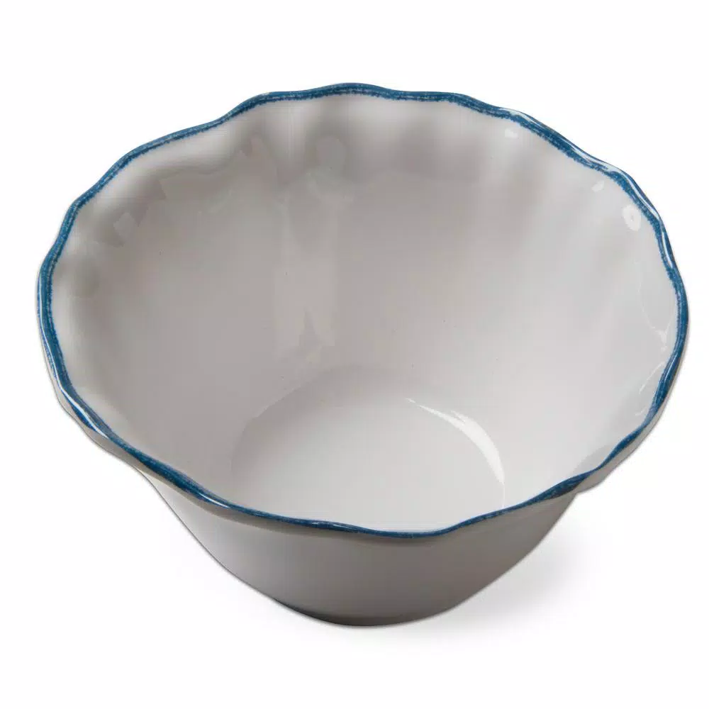 Tag White Melamine Ruffle Rim Serving Bowls, Set of 4