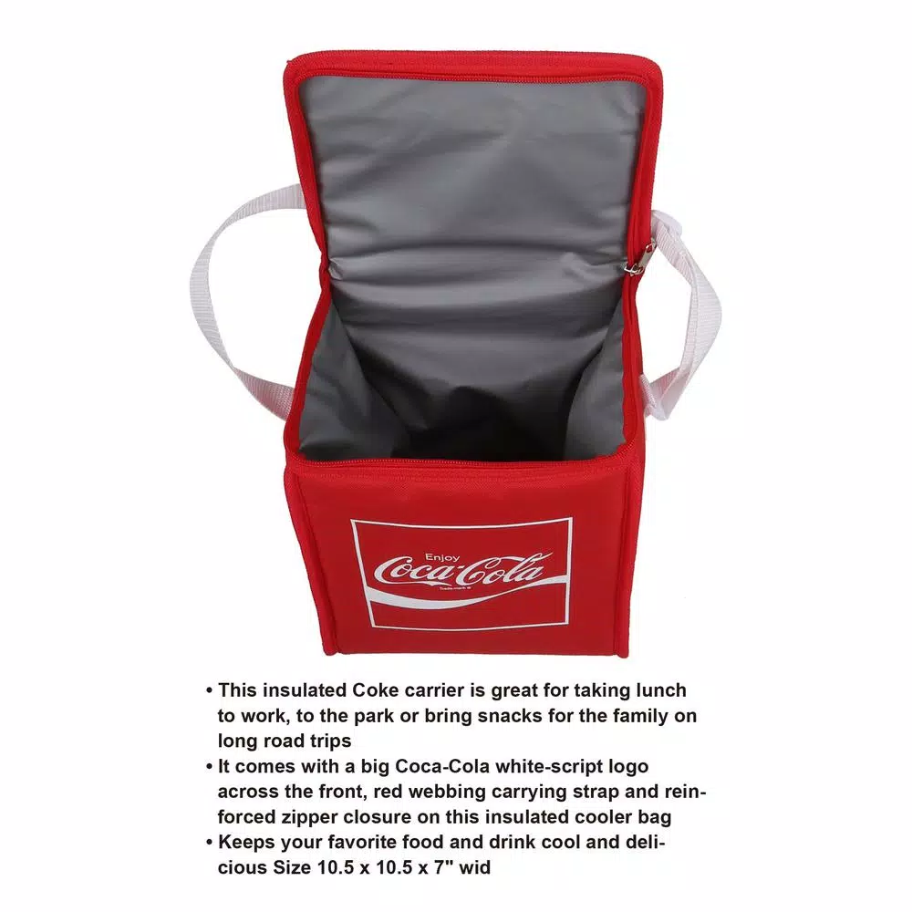 Unbranded Coca-Cola 4 Qt. Soft Sided Insulated Cooler Lunch Bag - Red
