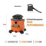 RIDGID 16 Gal. 6.5 Peak HP NXT Wet/Dry Shop Vacuum with Detachable Blower and Car Cleaning Kit thumbnail 4